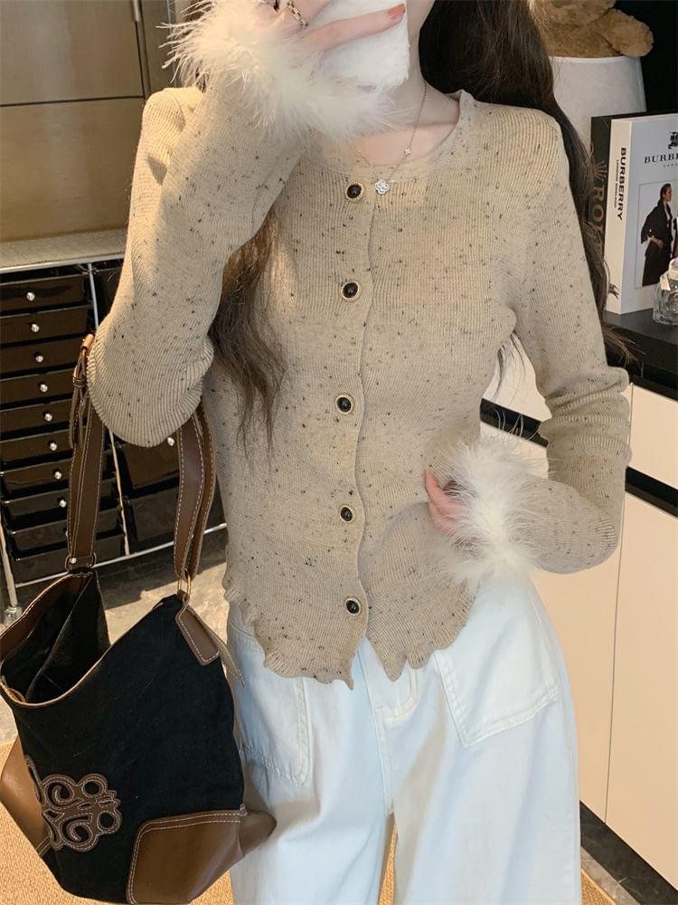 Micro Dot Ribbed Cardigan