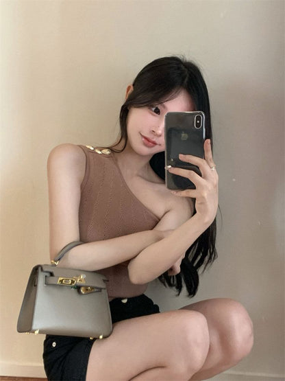Ribbed One-Shoulder Tank Top