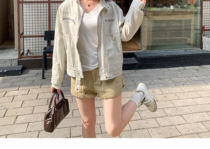 V-Neck Long-Sleeve Tee - Solid Basic