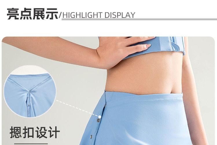 Black High Waist Yoga Shorts with Asymmetrical Overlay Skirt - Altfashion Shop
