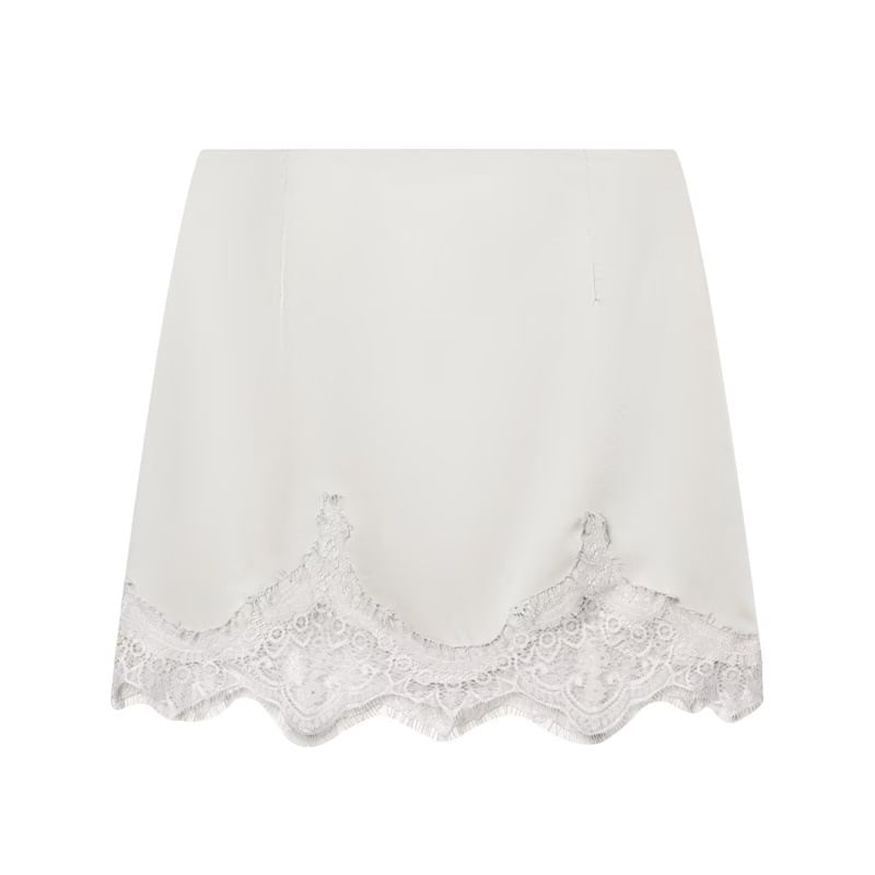 Black Lace Mini A-Line Skirt with High Waist - Altfashion Shop