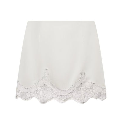 Black Lace Mini A-Line Skirt with High Waist - Altfashion Shop