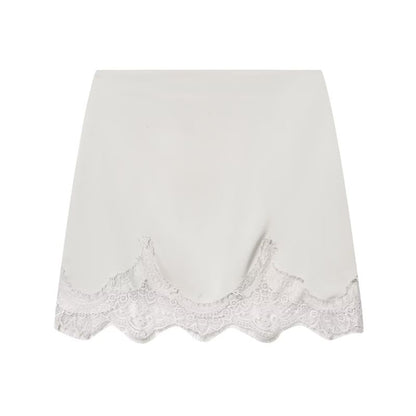 Black Lace Mini A-Line Skirt with High Waist - Altfashion Shop