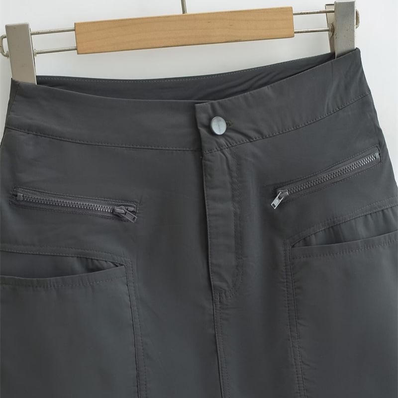 Khaki Mini A-Line Cargo Skirt - Altfashion Shop