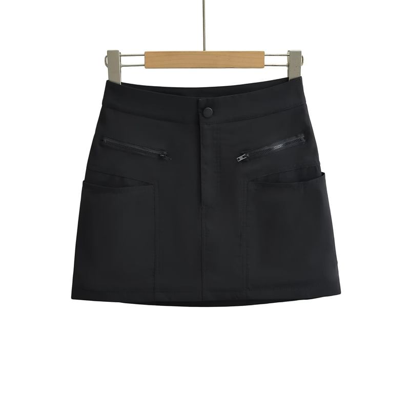 Khaki Mini A-Line Cargo Skirt - Altfashion Shop
