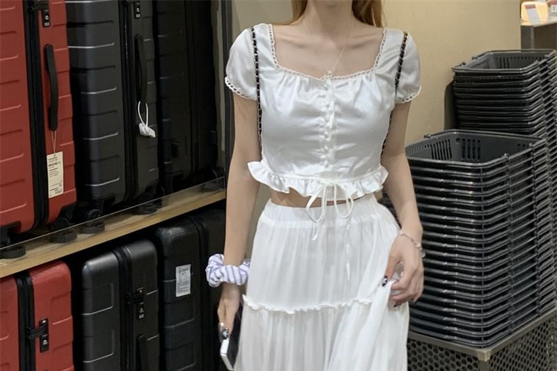 Black High-Waisted Tiered A-Line Skirt - Altfashion Shop