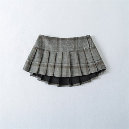 Black Plaid Mini A-Line Skirt High Waist - Altfashion Shop