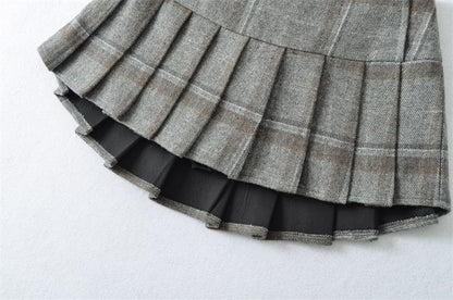 Black Plaid Mini A-Line Skirt High Waist - Altfashion Shop