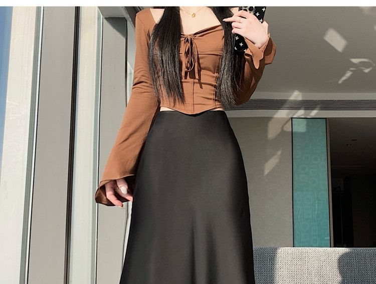 Black Lace Maxi Mermaid Skirt with High-Waist Panel - Altfashion Shop