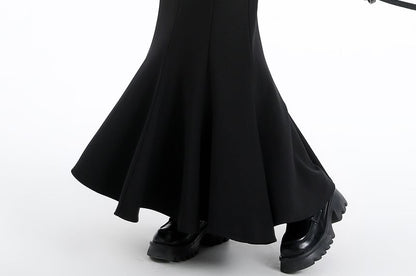 Black Mermaid Maxi Skirt - Elegant High-Waisted Silhouette