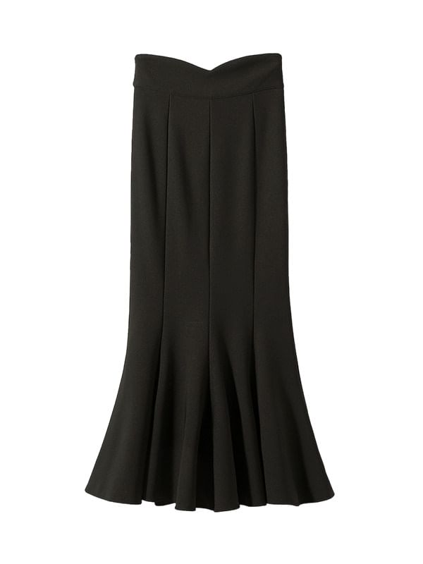 Black Mermaid Maxi Skirt - Elegant High-Waisted Silhouette