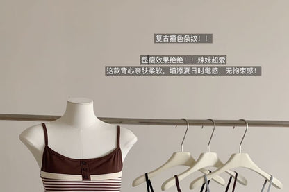 Striped Panel Padded Cami Top