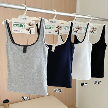 Two-Tone Square Neck Padded Tank