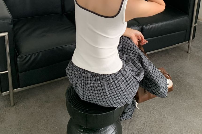 Two-Tone Square Neck Padded Tank