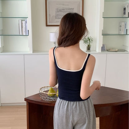 Two-Tone Square Neck Padded Tank