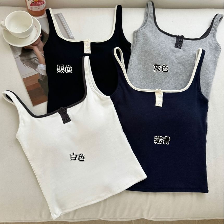 Two-Tone Square Neck Padded Tank