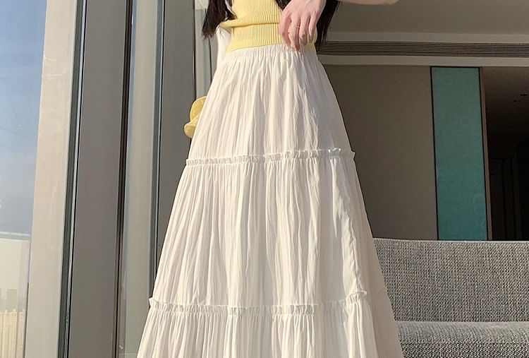 Black Maxi A-Line Skirt - High Waist Elegant