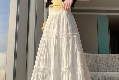 Black Maxi A-Line Skirt - High Waist Elegant
