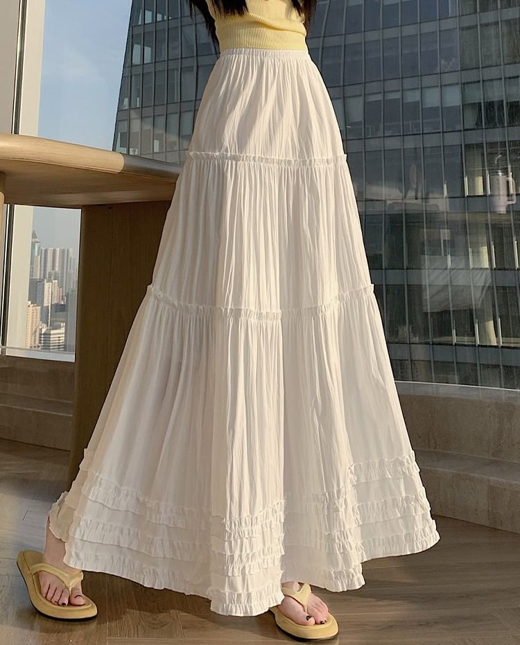 Black Maxi A-Line Skirt - High Waist Elegant