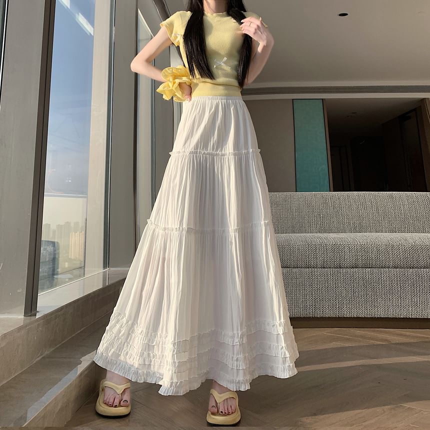 Black Maxi A-Line Skirt - High Waist Elegant