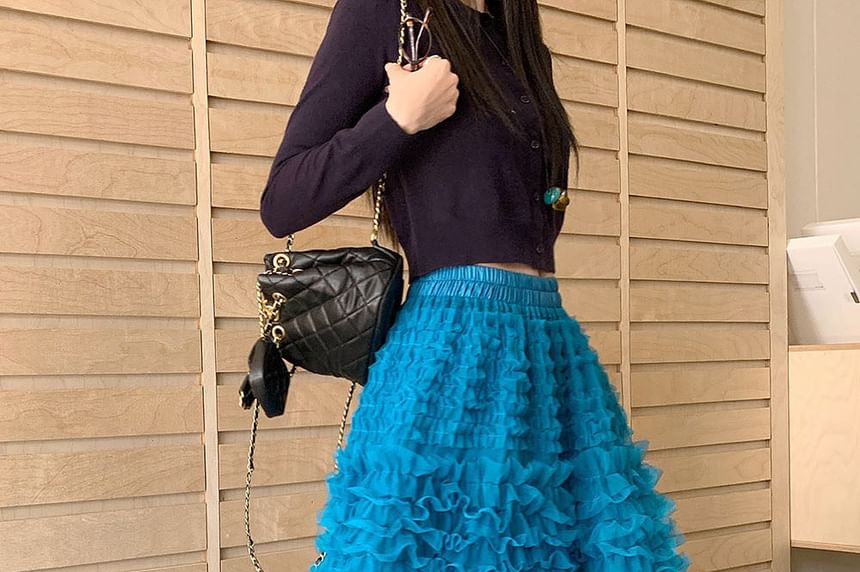Black Lace Maxi A-Line Skirt - High Waist