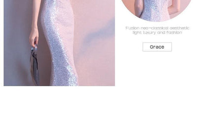 Cap-Sleeve Mock Neck Sheer Panel Sequin Fringed Mermaid Evening Gown