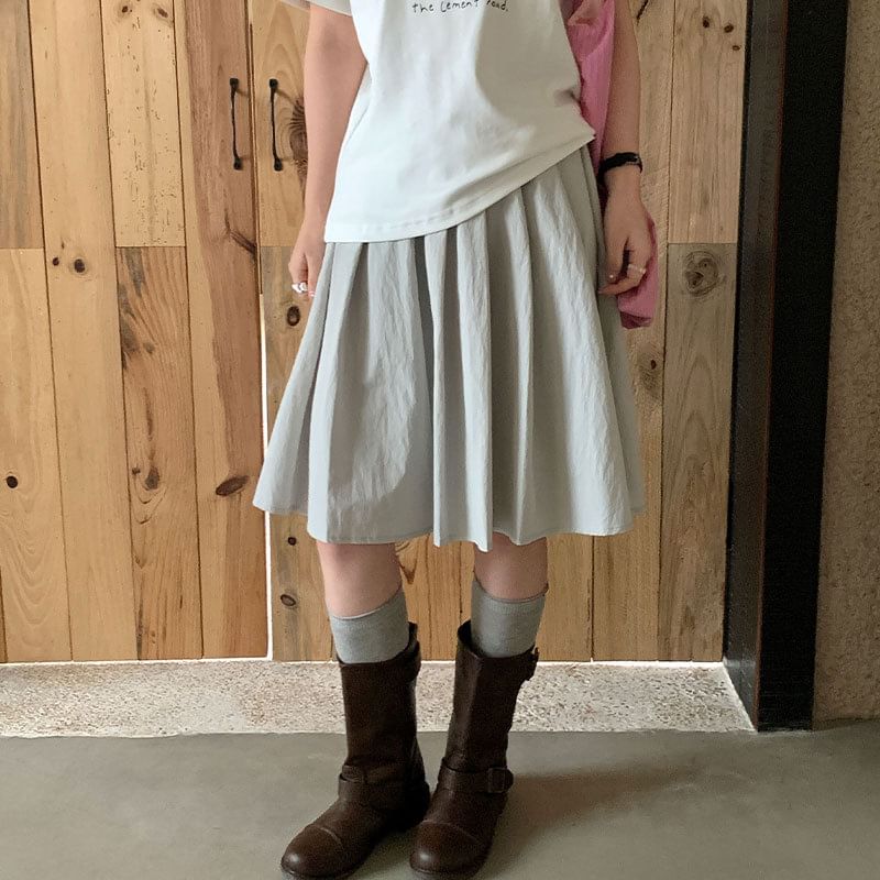 Black A-Line Skirt with Pleated Waist - Altfashion Shop