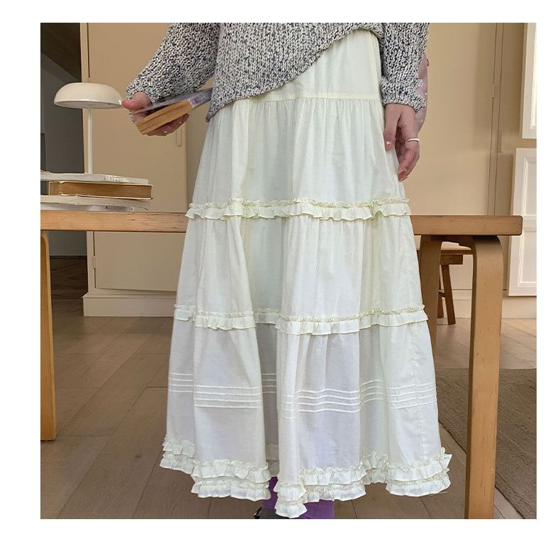 Black Tiered A-Line Maxi Skirt - Elegant Ruffled