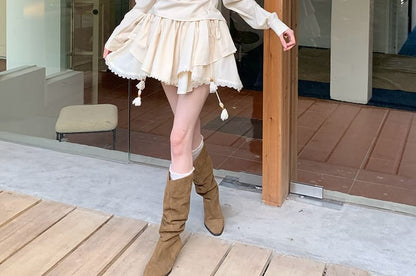 Black Mini A-Line Skirt & Long-Sleeve Top - Altfashion Shop
