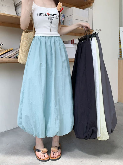 Black Maxi A-Line Skirt - Elastic Waist