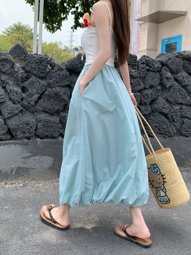 Black Maxi A-Line Skirt - Elastic Waist