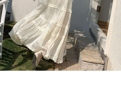Black Tiered A-Line Maxi Skirt with Ruffles - Altfashion Shop