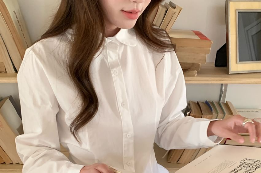 Collared Ruffle Long-Sleeve Shirt