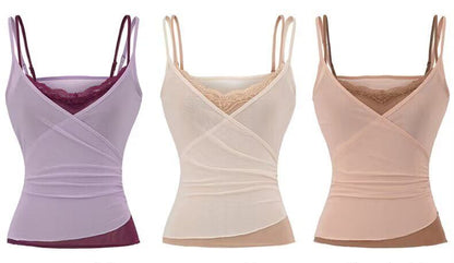 Black Lace Camisole Top and High Waist A-Line Skirt Set - Altfashion Shop
