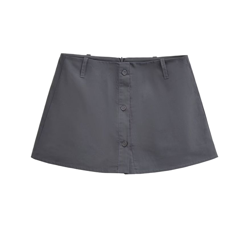 Black High-Waist A-Line Mini Skirt - Altfashion Shop