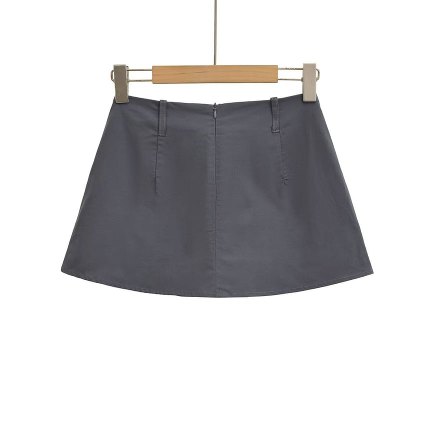 Black High-Waist A-Line Mini Skirt - Altfashion Shop