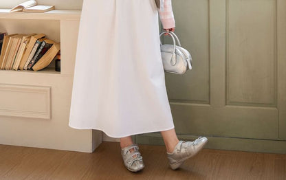 Black A-Line Midi Skirt Set with Belt - Altfashion Shop