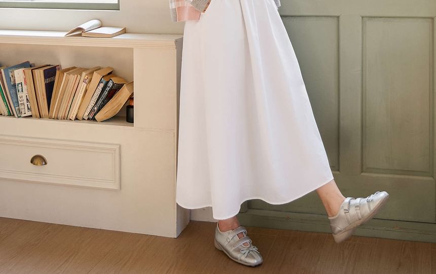 Black A-Line Midi Skirt Set with Belt - Altfashion Shop