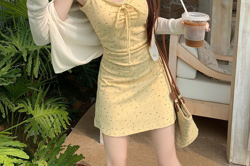 Spaghetti Strap V-Neck Mini A-Line Dress