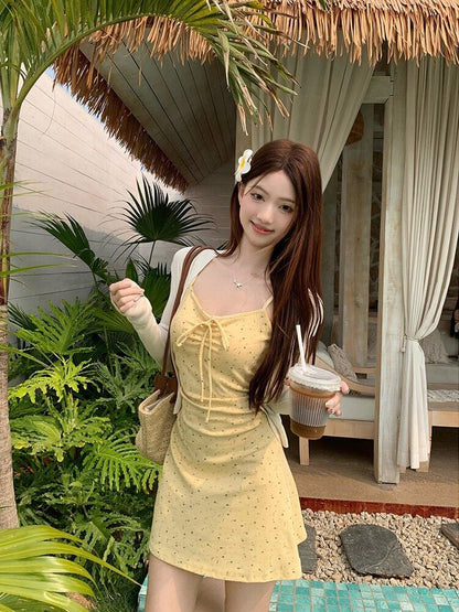 Spaghetti Strap V-Neck Mini A-Line Dress