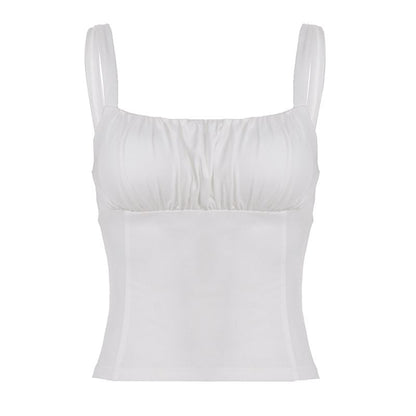 Ruched Camisole Top with Scoop Neck and Solid Color