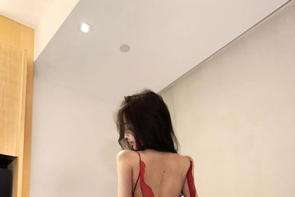 Spaghetti Strap Open Back Lace Bodycon Evening Gown