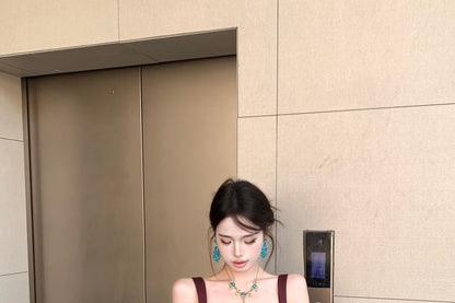 Wide Strap Satin Shirred Asymmetrical Bodycon Cocktail Dress