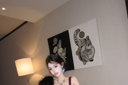 Wide Strap Satin Shirred Asymmetrical Bodycon Cocktail Dress