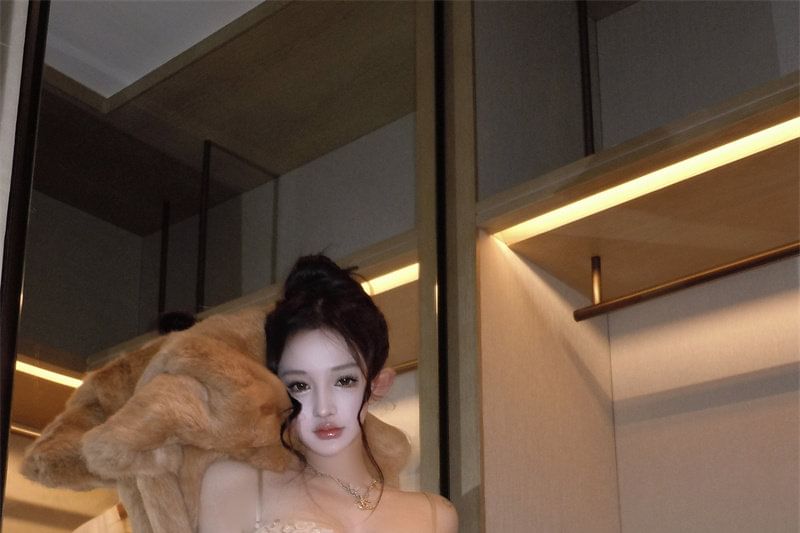 Spaghetti Strap Sequined Fishbone Bodycon Cocktail Dress