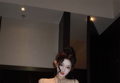 Spaghetti Strap Sequined Fishbone Bodycon Cocktail Dress