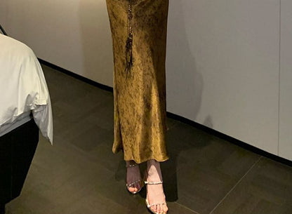 Spaghetti Strap Floral Print Satin A-Line Cocktail Dress