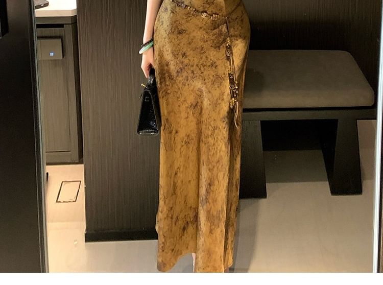 Spaghetti Strap Floral Print Satin A-Line Cocktail Dress