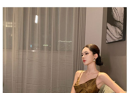 Spaghetti Strap Floral Print Satin A-Line Cocktail Dress