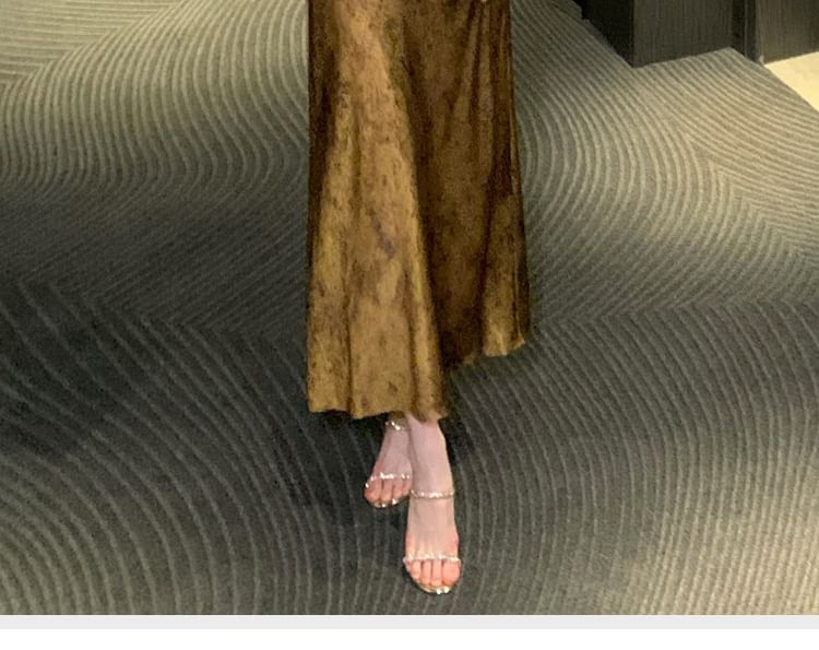 Spaghetti Strap Floral Print Satin A-Line Cocktail Dress